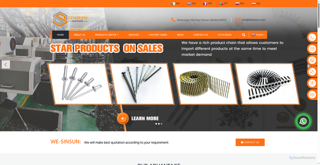 Security scan screenshot of https://www.sinsunfastener.com