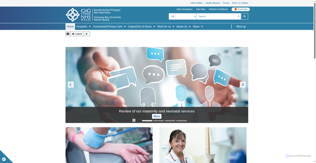 Security scan screenshot of https://sbuhb.nhs.wales/