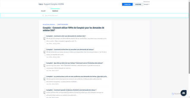 Security scan screenshot of https://support-counter.agoraplus.com/fr/support/solutions/folders/43000240114