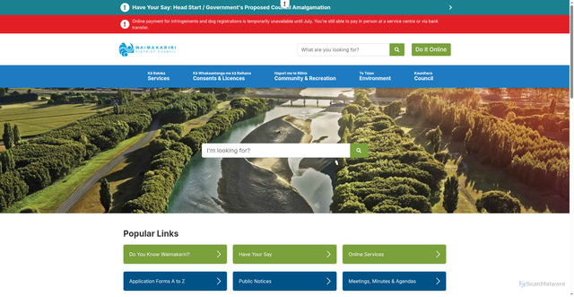 Security scan screenshot of http://www.waimakariri.govt.nz