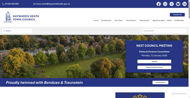 Security scan screenshot of https://www.haywardsheath.gov.uk/