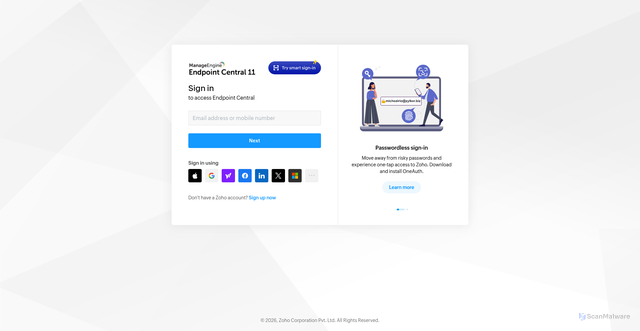 Security scan screenshot of https://endpointcentral-agent1.manageengine.com