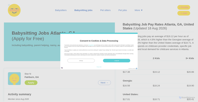 Security scan screenshot of https://kidsit.com/childcare-jobs/atlanta-ga-us