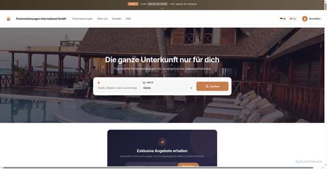 Security scan screenshot of https://ferienwohnung-portal.de/?lang=en