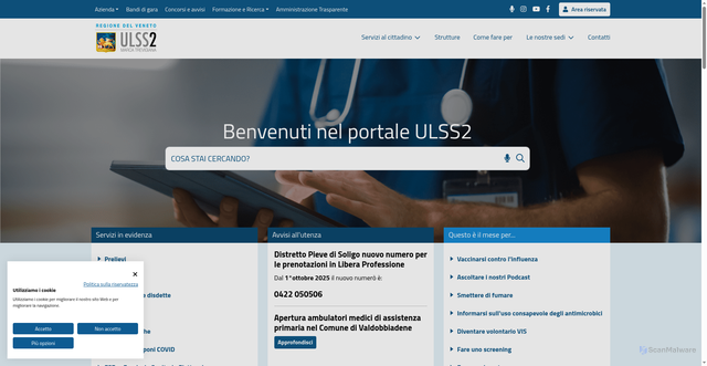 Security scan screenshot of https://www.aulss2.veneto.it/