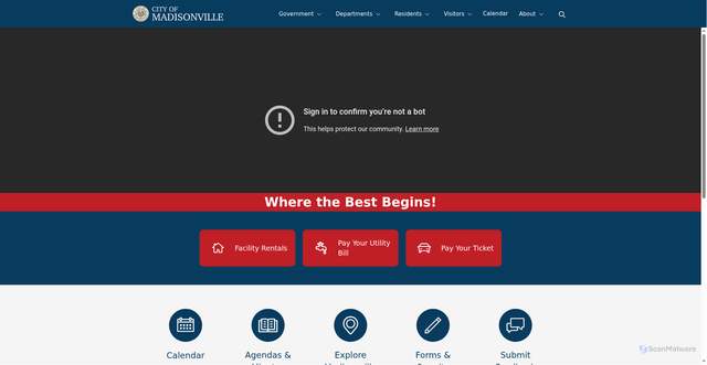 Security scan screenshot of https://madisonvilletexas.gov/