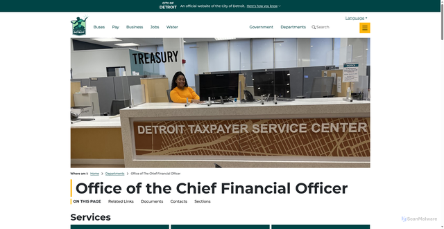 Security scan screenshot of https://detroitmi.gov/departments/office-chief-financial-officer