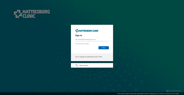 Security scan screenshot of https://hattiesburgclinic-my.sharepoint.com