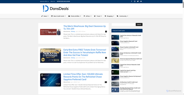 Security scan screenshot of https://www.dansdeals.com