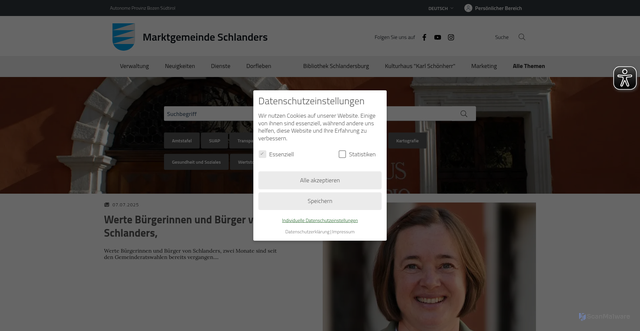 Security scan screenshot of https://www.comune.silandro.bz.it/de