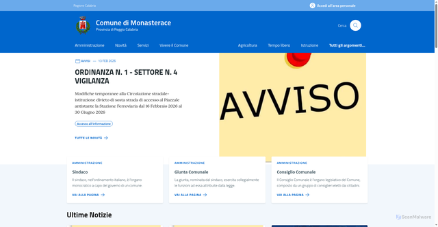 Security scan screenshot of https://comune.monasterace.rc.it/