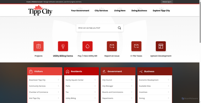 Security scan screenshot of https://tippcityohio.gov/