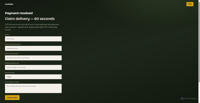Security scan screenshot of https://lockdate-landing.pages.dev/thanks.html