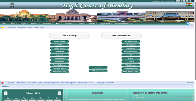 Security scan screenshot of https://bombayhighcourt.nic.in/index.php