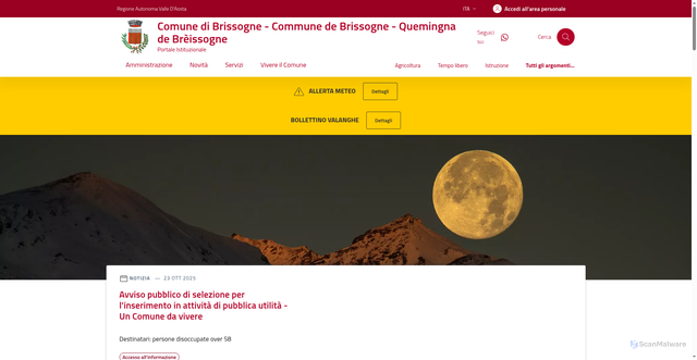Security scan screenshot of https://comune.brissogne.ao.it/