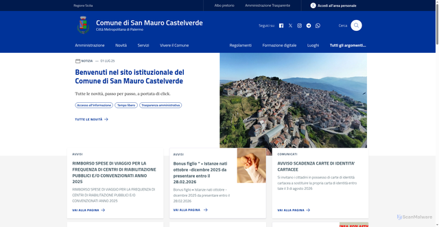 Security scan screenshot of https://www.comune.sanmaurocastelverde.pa.it/