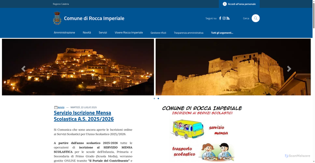 Security scan screenshot of https://www.comune.roccaimperiale.cs.it/