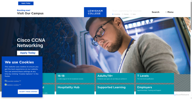 Security scan screenshot of https://www.lewisham.ac.uk/