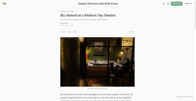 Security scan screenshot of https://fashionneurosis.substack.com/p/riz-ahmed-as-a-modern-day-hamlet