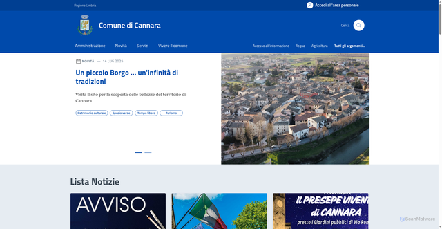 Security scan screenshot of https://www.comune.cannara.pg.it/