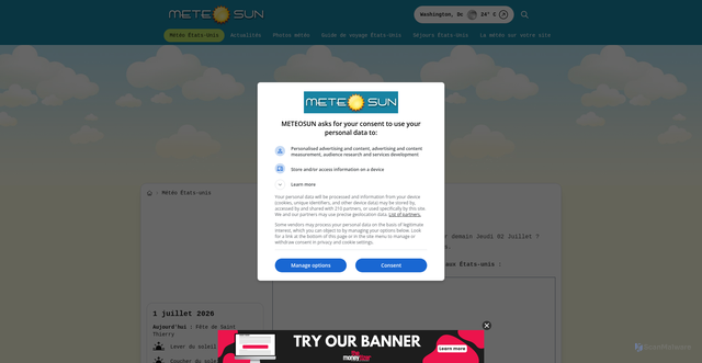 Security scan screenshot of https://etats-unis.meteosun.com/meteo/