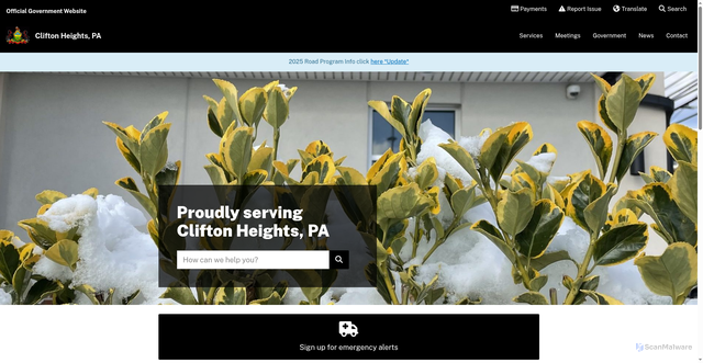 Security scan screenshot of https://www.cliftonheightspa.gov/