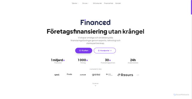 Security scan screenshot of https://financed.se