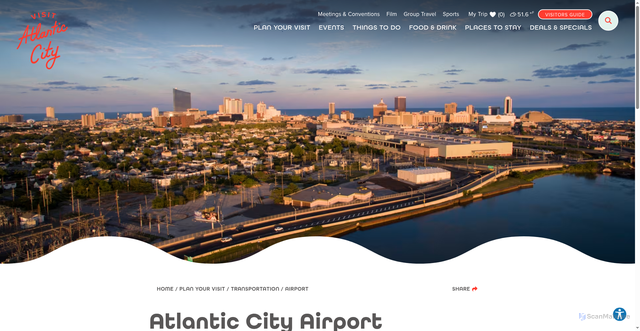 Security scan screenshot of https://www.visitatlanticcity.com/planning-tools/transportation/atlantic-city-int-airport/