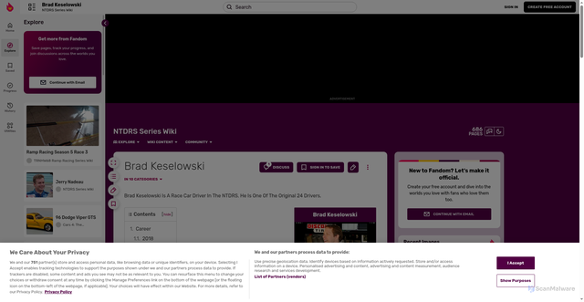 Security scan screenshot of https://ntdrs-series.fandom.com/wiki/Brad_Keselowski