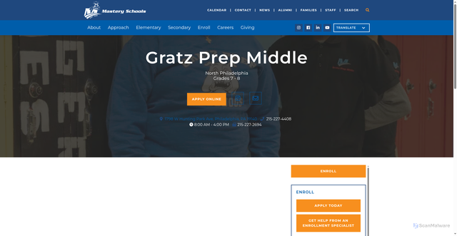 Security scan screenshot of https://masterycharter.org/grade_levels/grades-7-8/