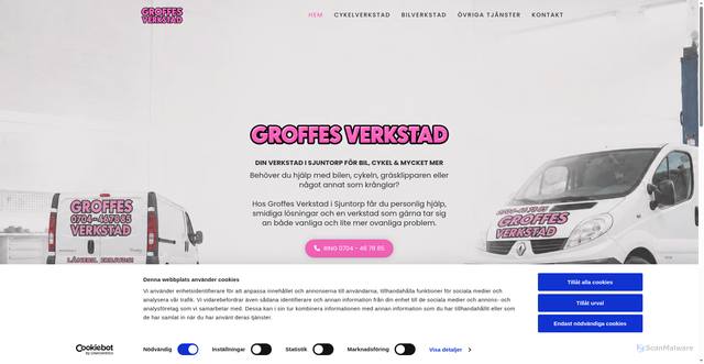 Security scan screenshot of https://groffesverkstad.se