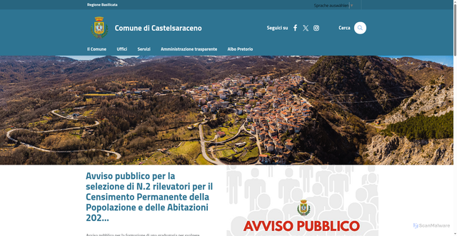 Security scan screenshot of https://www.comune.castelsaraceno.pz.it