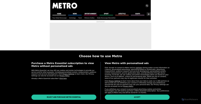 Security scan screenshot of https://metro.co.uk/2025/10/03/daily-horoscope-october-3-2025-todays-predictions-star-sign-24311270/