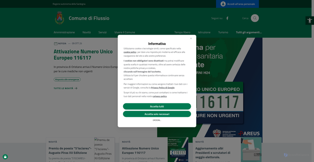 Security scan screenshot of https://www.comune.flussio.or.it/