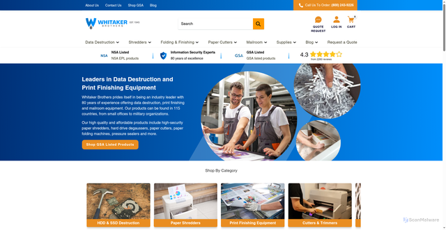 Security scan screenshot of https://whitakerbrothers.com