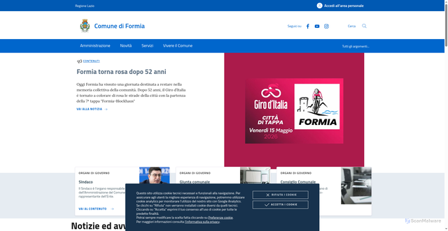 Security scan screenshot of https://www.comune.formia.lt.it