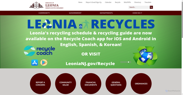 Security scan screenshot of https://www.leonianj.gov/