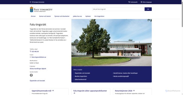 Security scan screenshot of https://www.domstol.se/falu-tingsratt/