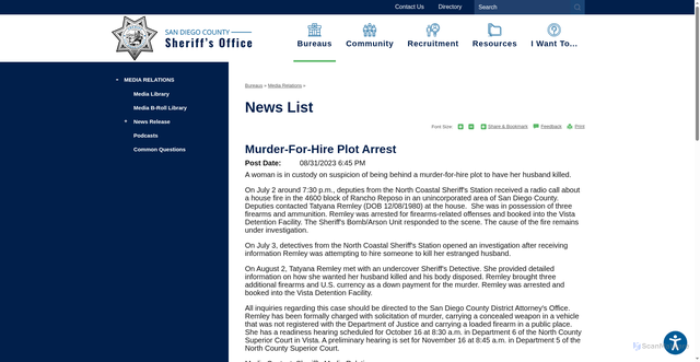 Security scan screenshot of https://www.sdsheriff.gov/Home/Components/News/News/2196/16