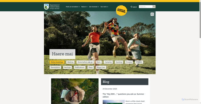 Security scan screenshot of https://www.doc.govt.nz/