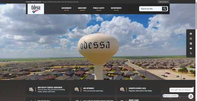 Security scan screenshot of https://odessa-tx.gov/