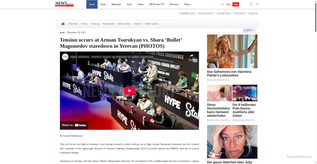 Security scan screenshot of https://sport.news.am/eng/news/163520/