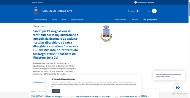 Security scan screenshot of https://www.comune.perticaalta.bs.it/