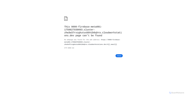 Security scan screenshot of https://www.google.com/url?q=https://9000-firebase-meta001-1758627939093.cluster-zhw3w37rxzgkutusbbhib6qhra.cloudworkstations.dev/%23%5B%5B_email%5D%5D