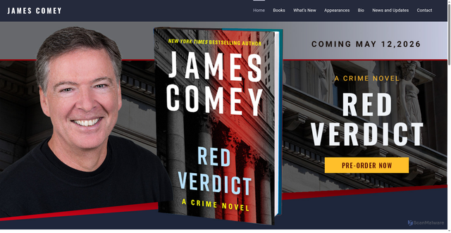 Security scan screenshot of https://jamescomeybooks.com/