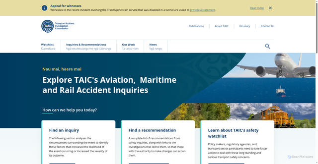 Security scan screenshot of http://www.taic.org.nz