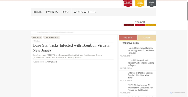 Security scan screenshot of https://www.morningagclips.com/lone-star-ticks-infected-with-bourbon-virus-in-new-jersey/