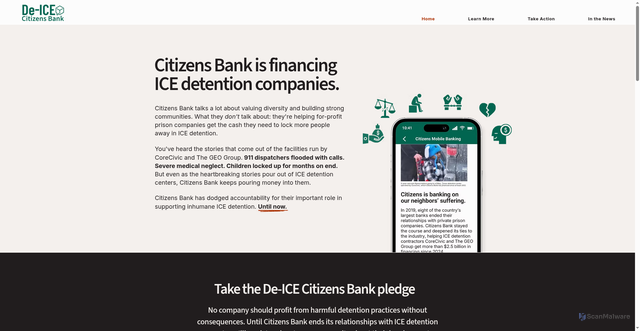 Security scan screenshot of https://www.de-icecitizensbank.org/