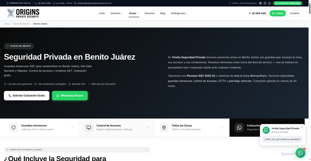 Security scan screenshot of https://seguridad-privada-web.pages.dev/zonas/benito-juarez