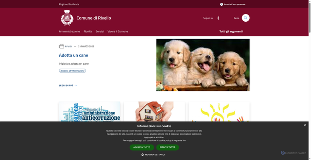 Security scan screenshot of https://www.comune.rivello.pz.it/it